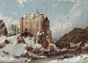 Karl Julius von Leypold Burgberg im Schnee oil